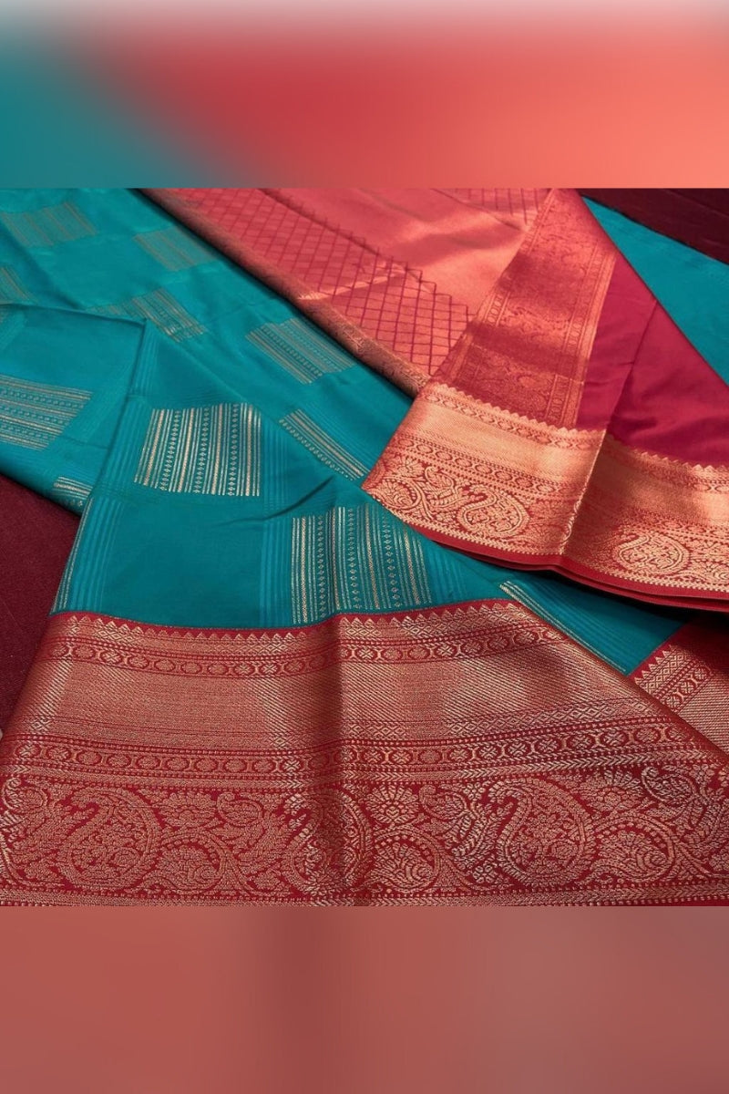 Scintilla Rama Soft Silk Saree With Fragrant Blouse Piece