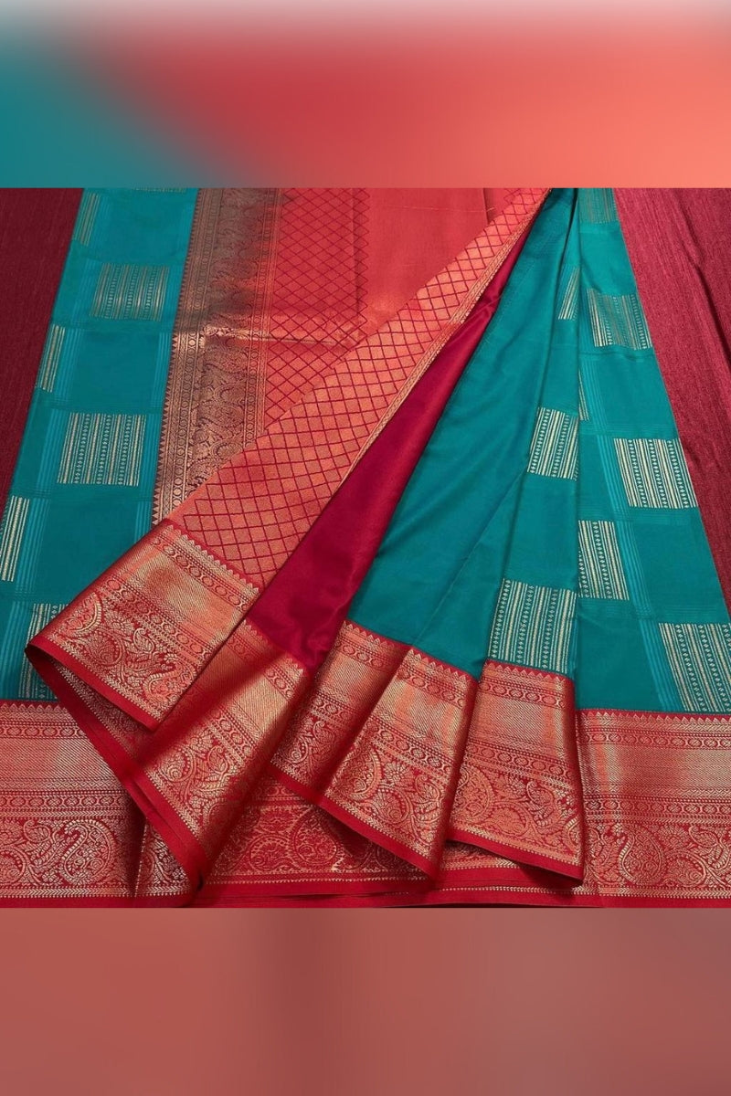 Scintilla Rama Soft Silk Saree With Fragrant Blouse Piece