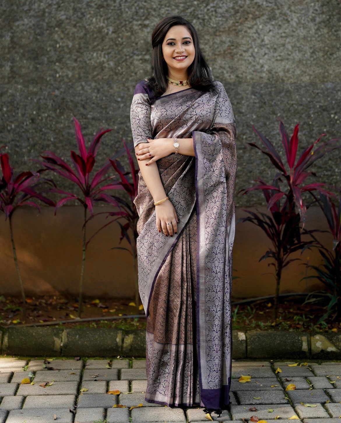 Lagniappe Purple Soft Silk Saree With Propinquity Blouse Piece