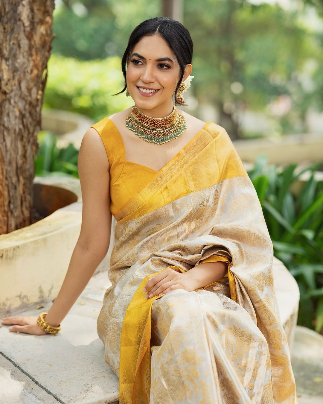 Flattering Beige Soft Silk Saree With Embellished Blouse Piece