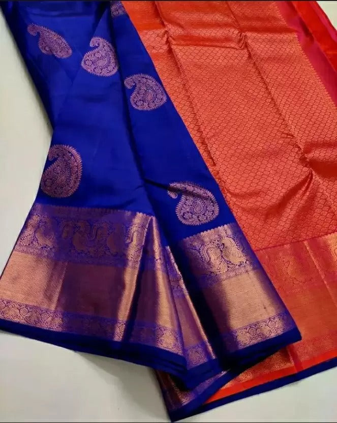 Classic Royal Blue Soft Silk Saree With Angelic Blouse Piece