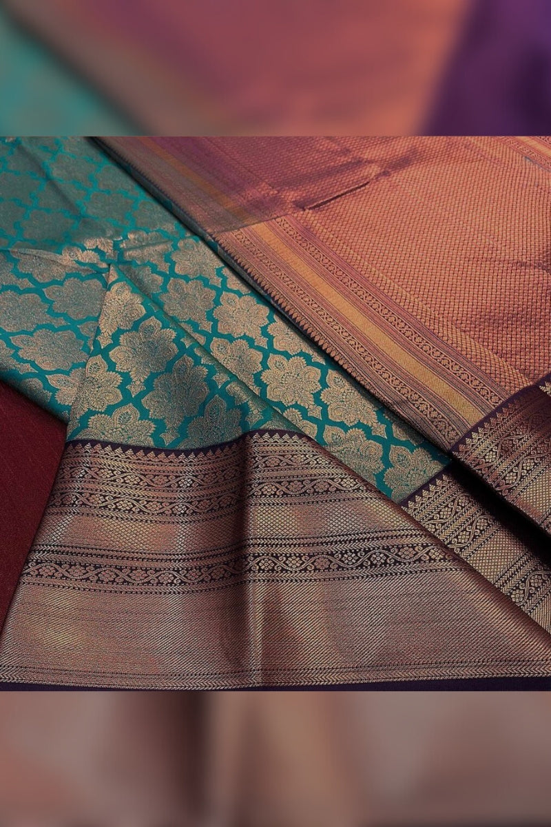 Captivating Rama Soft Banarasi Silk Saree With Ethnic Blouse Piece