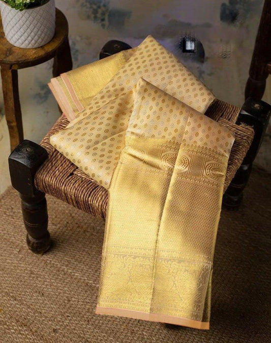 Angelic Beige Soft Silk Saree With Delightful Blouse Piece
