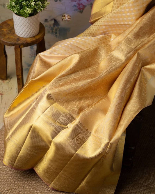 Angelic Beige Soft Silk Saree With Delightful Blouse Piece