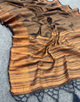 Sophisticated Black Cotton Silk Saree With Vivacious Blouse Piece