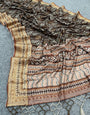 Elegant Brown Digital Printed Dola Silk Saree With Radiant Blouse Piece