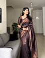 Tremendous Black Soft Banarasi Silk Saree With Elaborate Blouse Piece