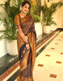 Charming Black Soft Kanjivaram Silk Saree With Surpassing Blouse Piece
