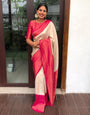 Awesome Off white Soft Kanjivaram Silk Saree With Groovy Blouse Piece