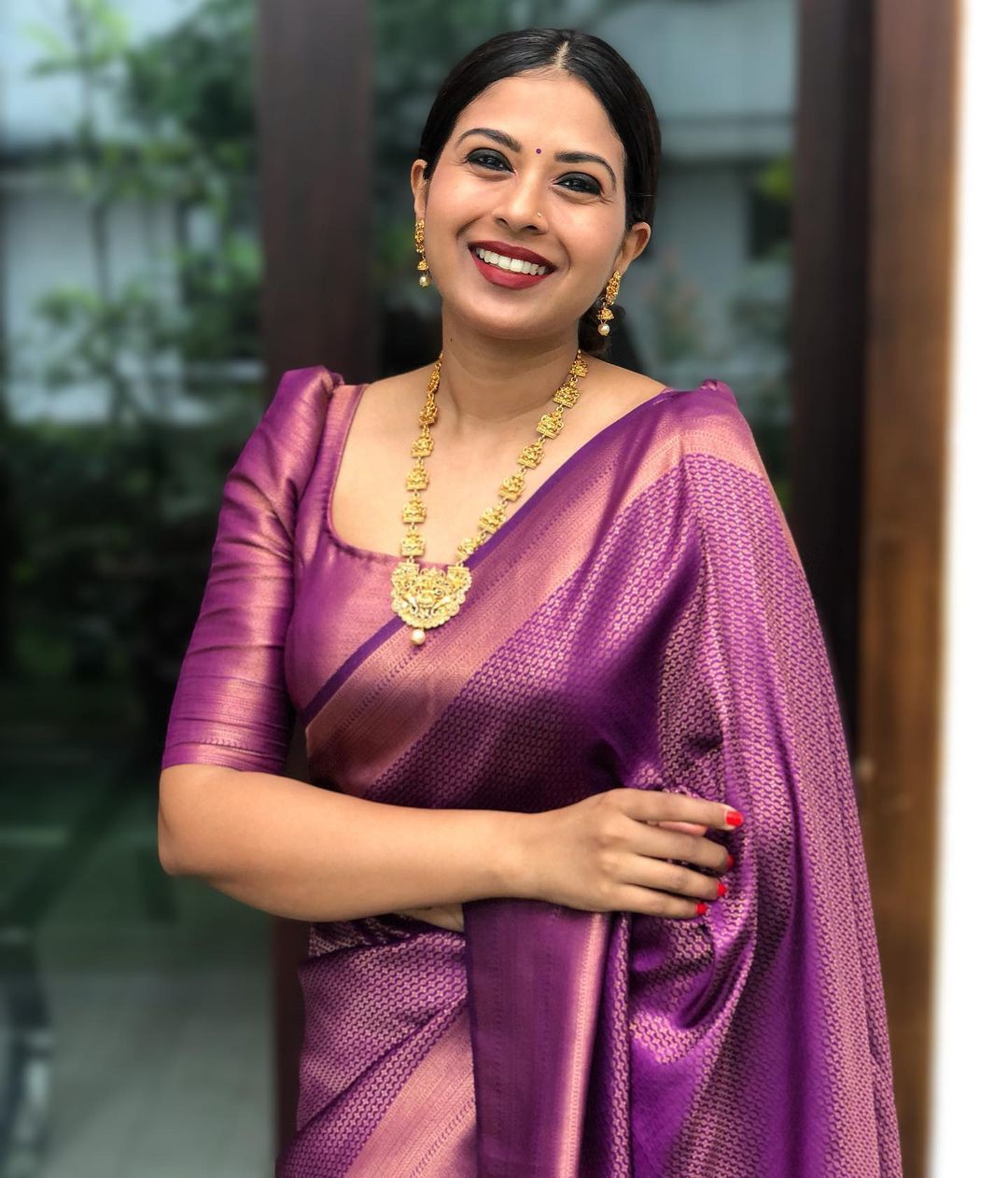 Wonderful Purple Soft Kanjivaram Silk Saree With Precious Blouse Piece