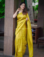 Divine Yellow Soft Silk Saree with Excellent Blouse Piece