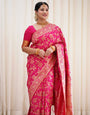 Denouement Dark Pink Soft Banarasi Silk Saree With Prodigal Blouse Piece
