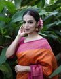 Divine Orange Soft Banarasi Silk Saree With Stunner Blouse Piece