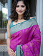 Conflate Purple Soft Banarasi Silk Saree With Stunner Blouse Piece