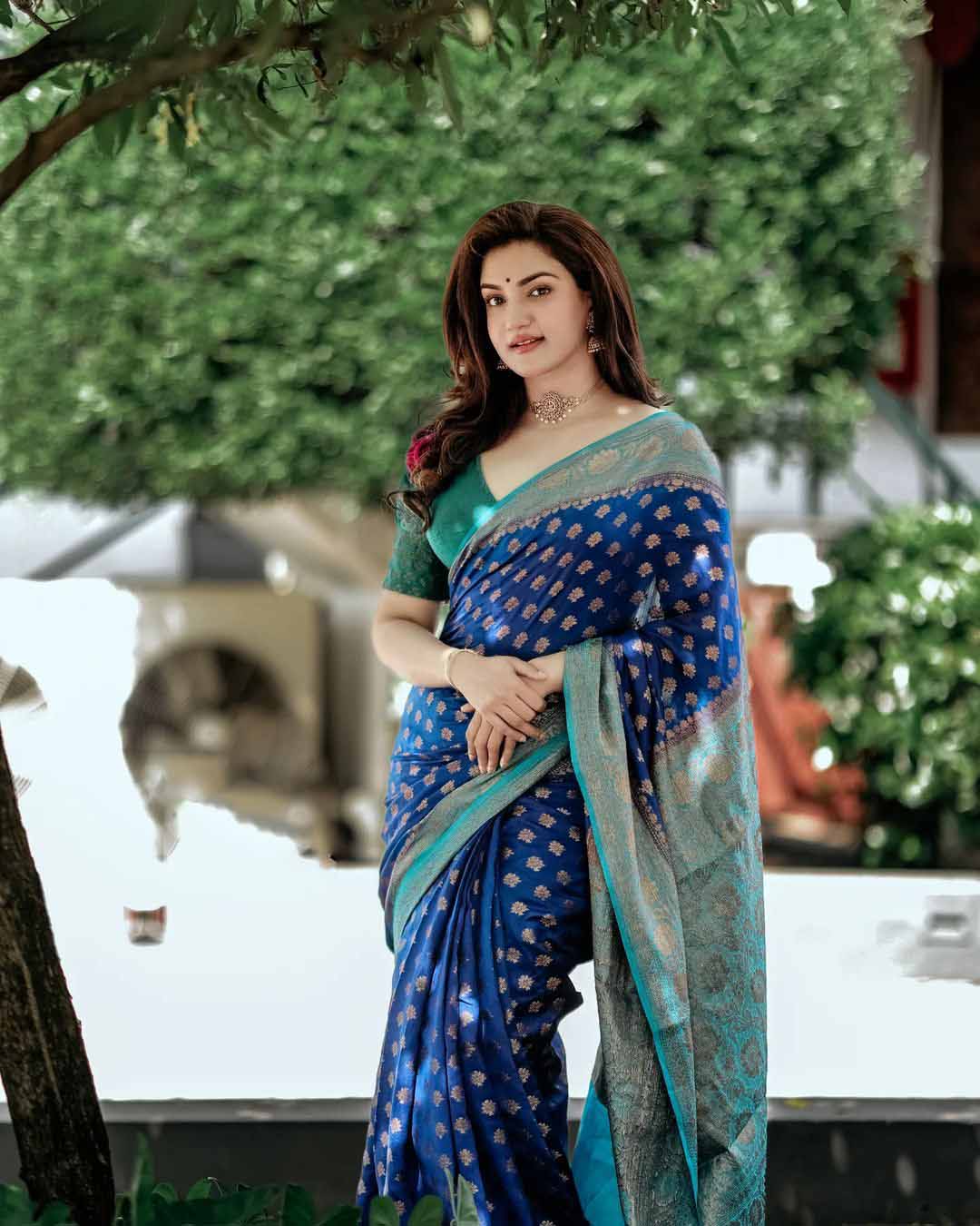 Delightful Blue Soft Banarasi Silk Saree With Prettiest Blouse Piece