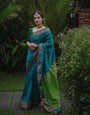 Seraphic Rama Soft Silk Saree With Ravishing Blouse Piece