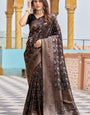 Stunning Black Kanjivaram Silk Saree With Divine Blouse Piece