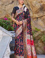 Stylish Black Pashmina saree With Scrumptious Blouse Piece