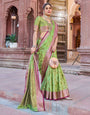 Staggering Green Soft Banarasi Silk Saree With Attractive Blouse Piece