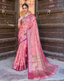 Splendiferous Pink Soft Banarasi Silk Saree With Prominent Blouse Piece