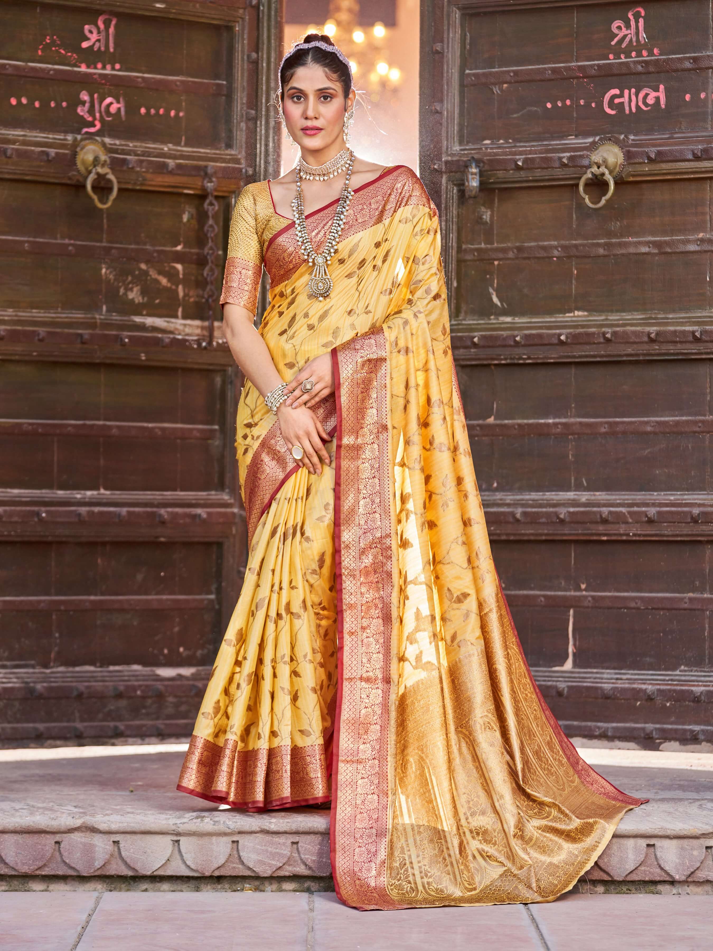 Imaginative Yellow Soft Banarasi Silk Saree With Preferable Blouse Piece