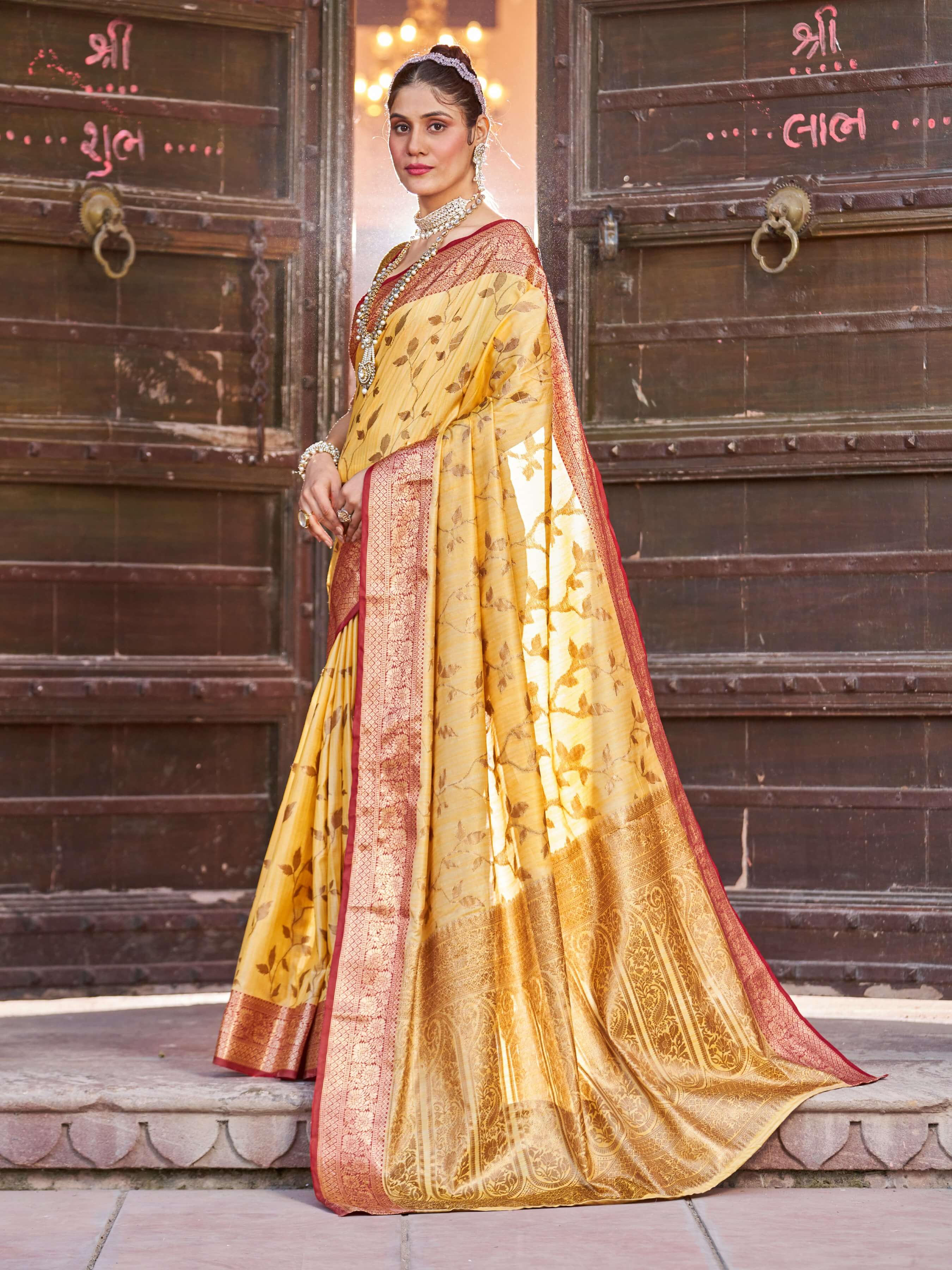 Imaginative Yellow Soft Banarasi Silk Saree With Preferable Blouse Piece