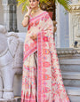 Trendy Beige Pashmina saree With Classy Blouse Piece