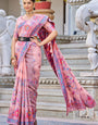 Innovative Pink Pashmina saree With Sophisticated Blouse Piece