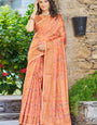 Classic Orange Pashmina saree With Engaging Blouse Piece