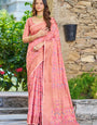 Super classy Pink Pashmina saree With Exuberant Blouse Piece