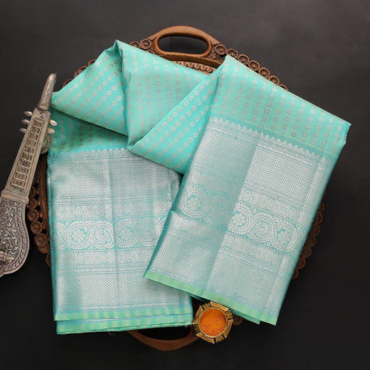 Tempting Firozi Soft Silk Saree With Dalliance Blouse Piece