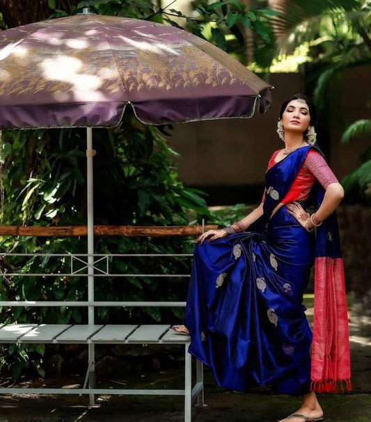 Radiant Blue Soft Silk Saree With Lissome Blouse Piece
