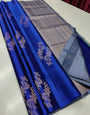 Mesmeric Blue Soft Silk Saree With Engaging Blouse Piece