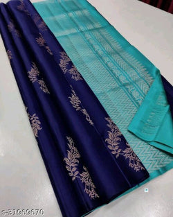 Staring Blue Soft Silk Saree With Demure  Blouse Piece
