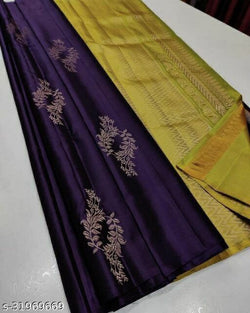 Desuetude Purple Soft Silk Saree With Forbearance Blouse Piece
