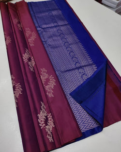 Pleasurable Wine Soft Silk Saree With Felicitous Blouse Piece