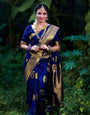 Serendipity Blue Soft Banarasi Silk Saree With Splendorous Blouse Piece