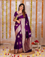 Superb Purple Soft Banarasi Silk Saree With Luxuriant Blouse Piece