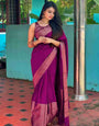 Adorning Purple Soft Silk Saree With Gratifying Blouse Piece