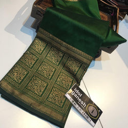 Demesne Green Soft Silk Saree With Lassitude Blouse Piece