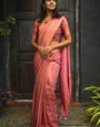 Unequalled Pink Soft Silk Saree With Snazzy Blouse Piece