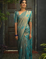 Tremendous Sky Soft Silk Saree With Incredible Blouse Piece