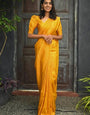 Confounding Yellow Soft Silk Saree With Pleasurable Blouse Piece