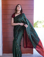 Devastating Dark Green Soft Silk Saree With Staggering Blouse Piece