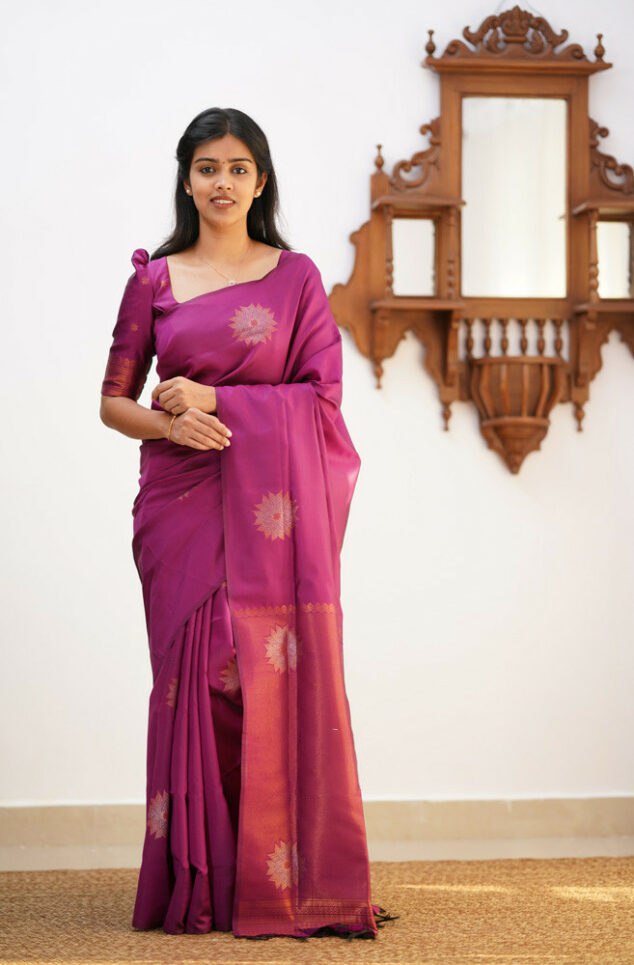 Invaluable Purple Soft Silk Saree With Unique Blouse Piece