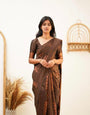 Amazing Brown Soft Silk Saree With Elegant Blouse Piece