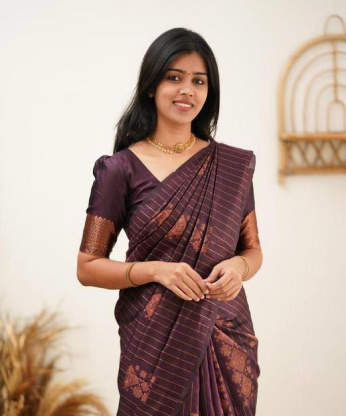 Energetic Purple Soft Silk Saree With Sensational Blouse Piece