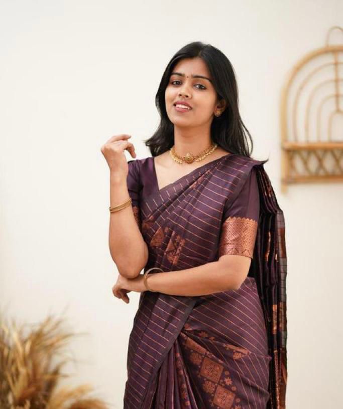 Energetic Purple Soft Silk Saree With Sensational Blouse Piece