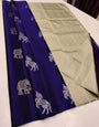 Bewitching Blue Soft Silk Saree With Gleaming Blouse Piece