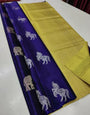 Ailurophile Blue Soft Silk Saree With Flaunt Blouse Piece